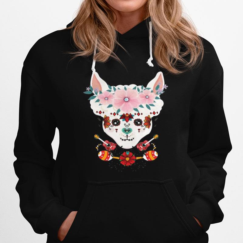 Llama Dia De Los Muertos Day Of The Dead Alpaca Calavera Hoodie