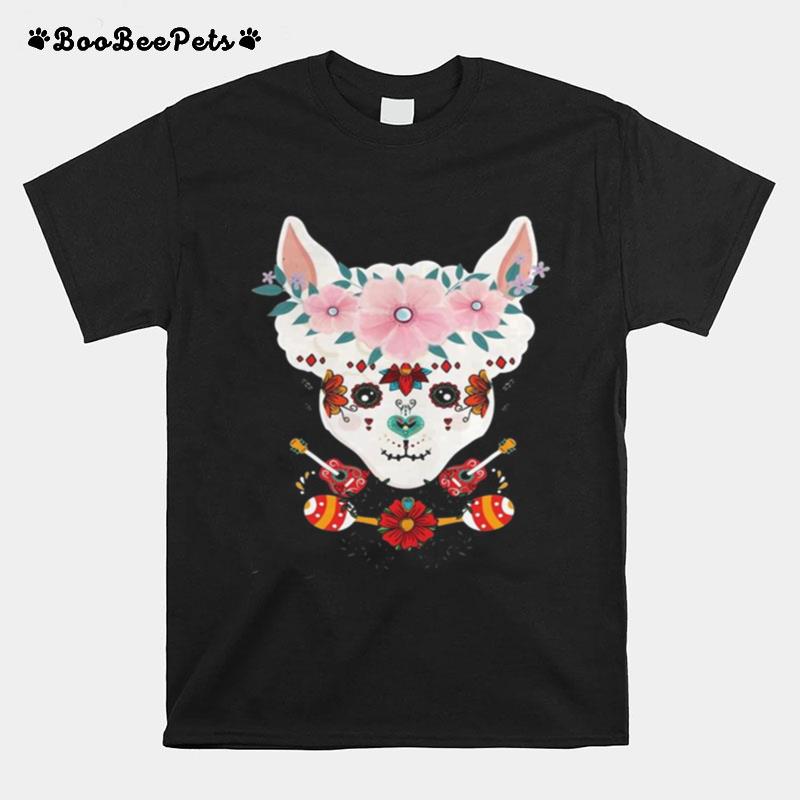 Llama Dia De Los Muertos Day Of The Dead Alpaca Calavera T-Shirt