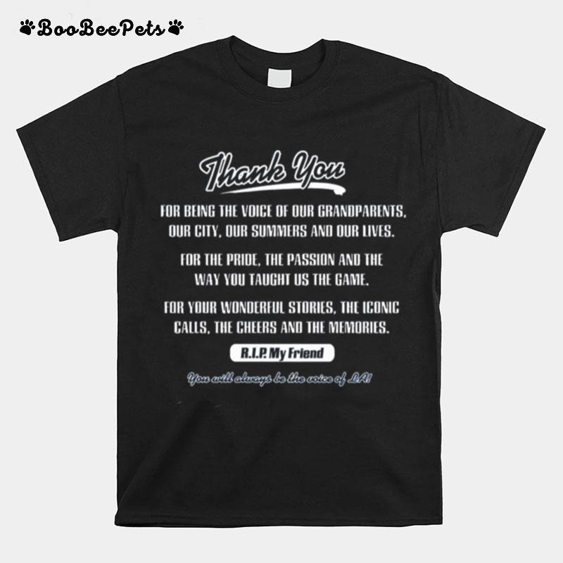 Los Angeles Baseball Fans Apparel Vin Scully Tribute T-Shirt