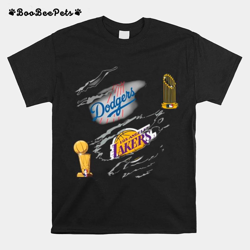Los Angeles Dodgers And Los Angeles Lakers Champions T-Shirt