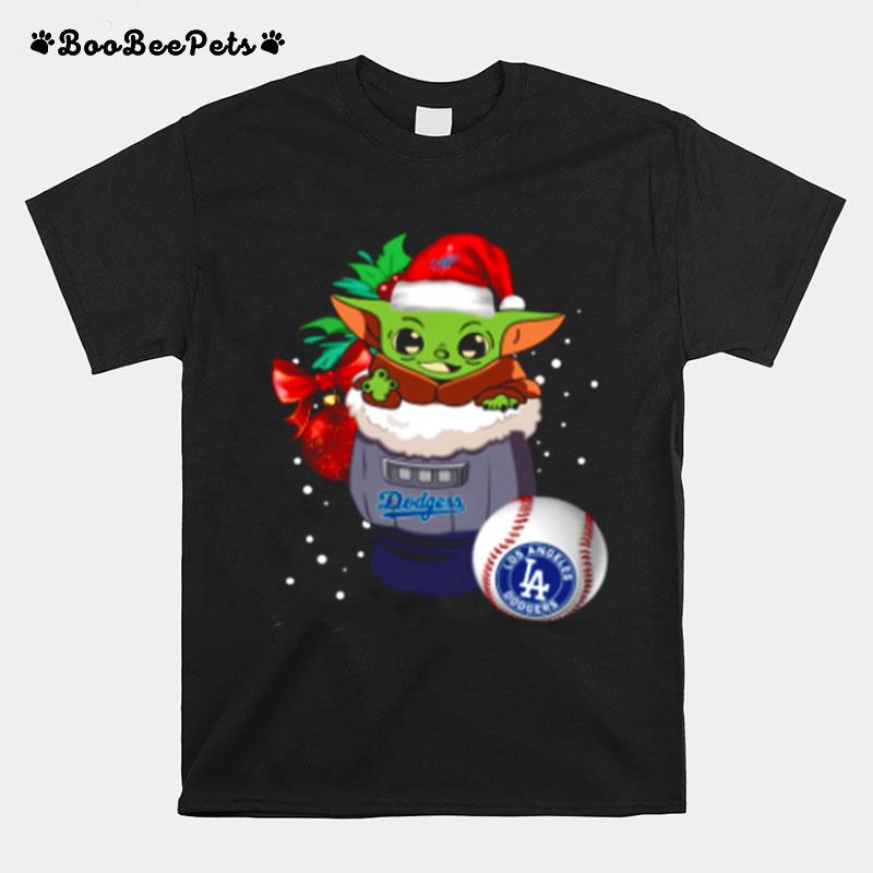 Los Angeles Dodgers Christmas Baby Yoda Star Wars Funny Happy Mlb T-Shirt
