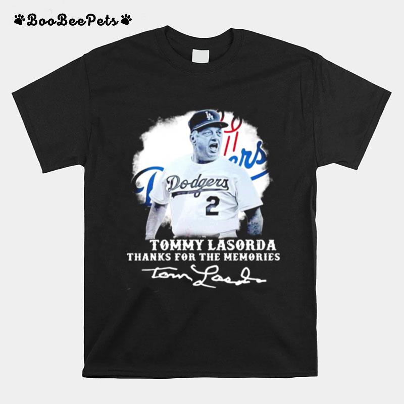 Los Angeles Dodgers Tommy Lasorda Thanks For The Memories Signatures T-Shirt
