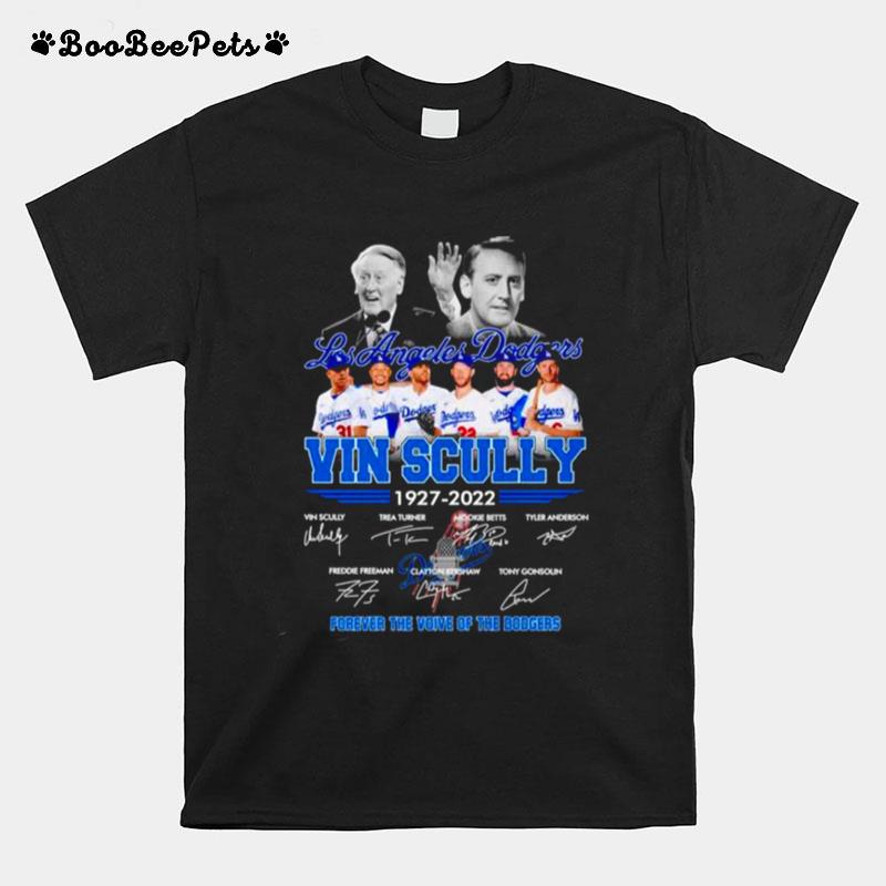 Los Angeles Dodgers Vin Scully Forever The Voice Of The Dodgers Signatures T-Shirt