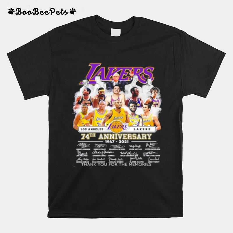 Los Angeles Lakers 74Th Anniversary Thank You For The Memories Signatures T-Shirt