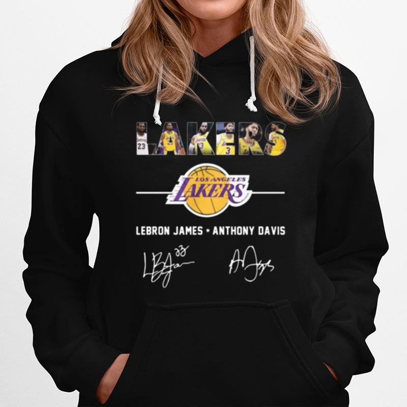 Los Angeles Lakers Lebron James Anthony Davis Signatures Hoodie