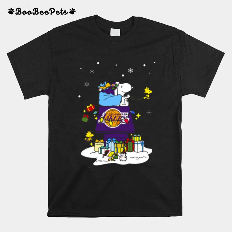 Los Angeles Lakers Santa Snoopy Wish You A Merry Christmas 2022 T-Shirt