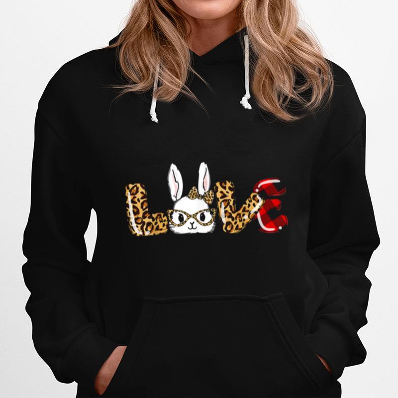 Love Bunny Leopard Print Bunny Easter Day Girls Boys Hoodie