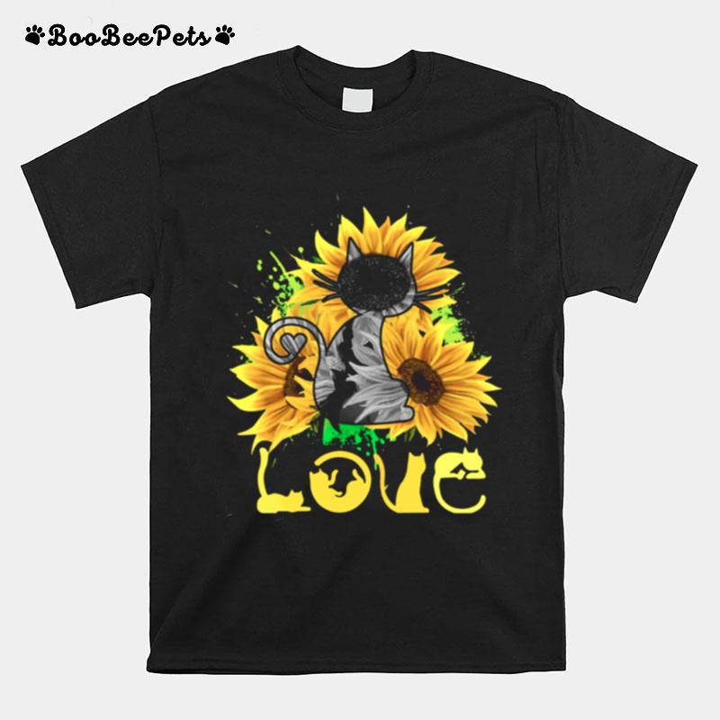 Love Cat Sunflower T-Shirt