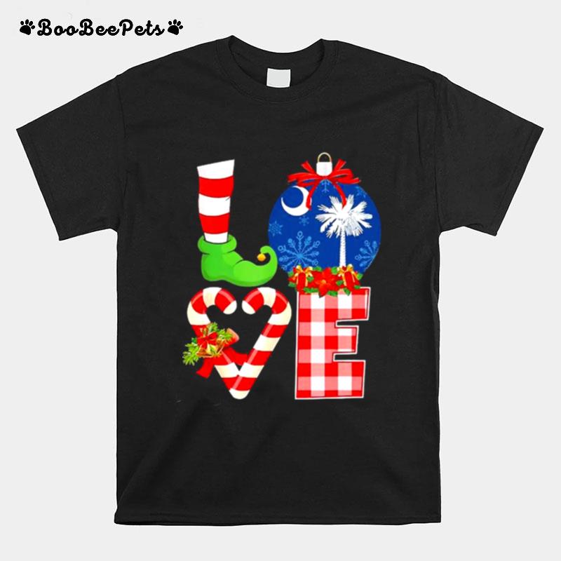 Love Flag Of South Carolina Christmas T-Shirt