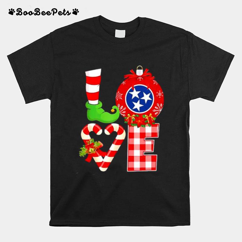 Love Flag Of Tennessee State Christmas T-Shirt