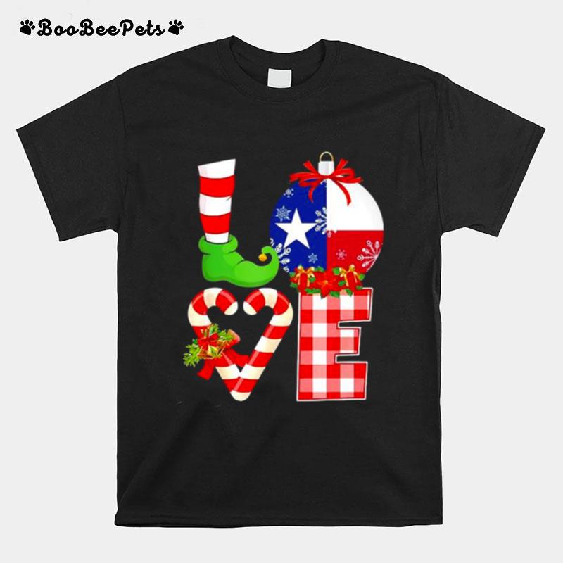 Love Flag Of Texas Christmas T-Shirt