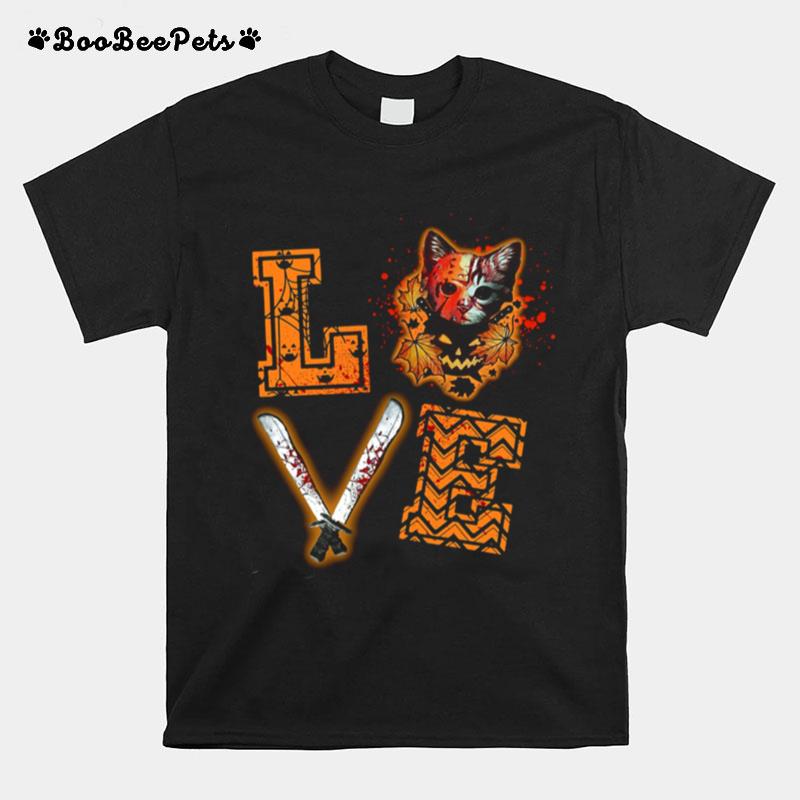 Love Jason Voorhees Cat Halloween T-Shirt