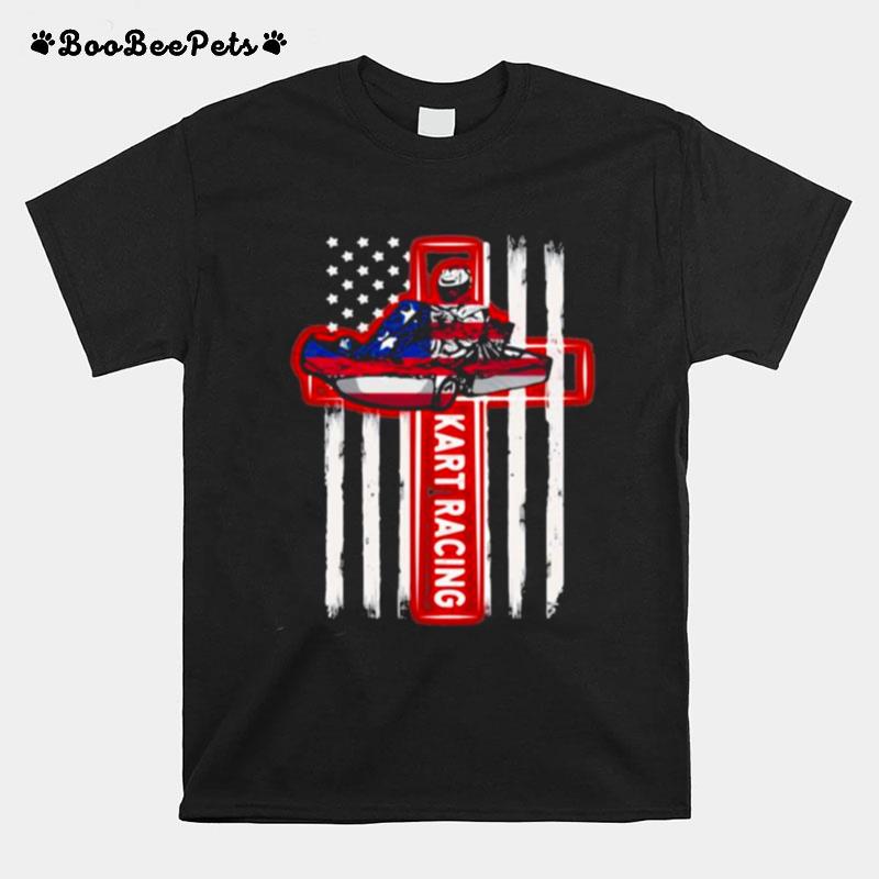 Love Kart Racing American Flag T-Shirt