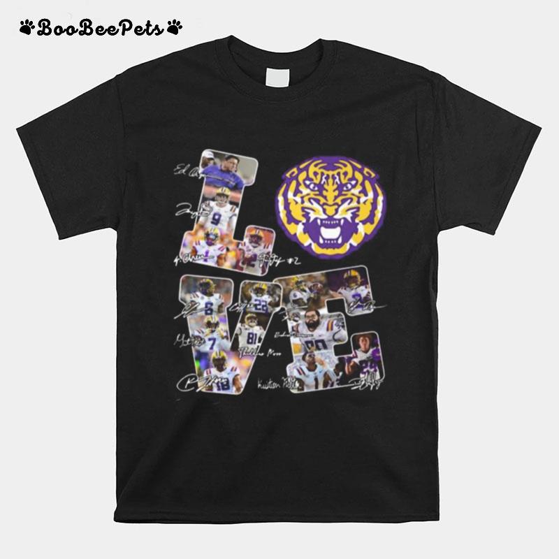 Love Lsu Tigers Football Players Signatures T-Shirt