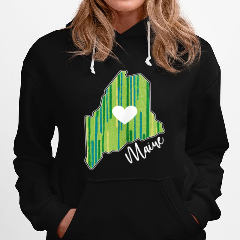 Love Maine State In Stripes Hoodie