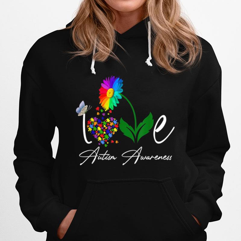 Love Puzzle Daisy Flower Autism Awareness Hoodie