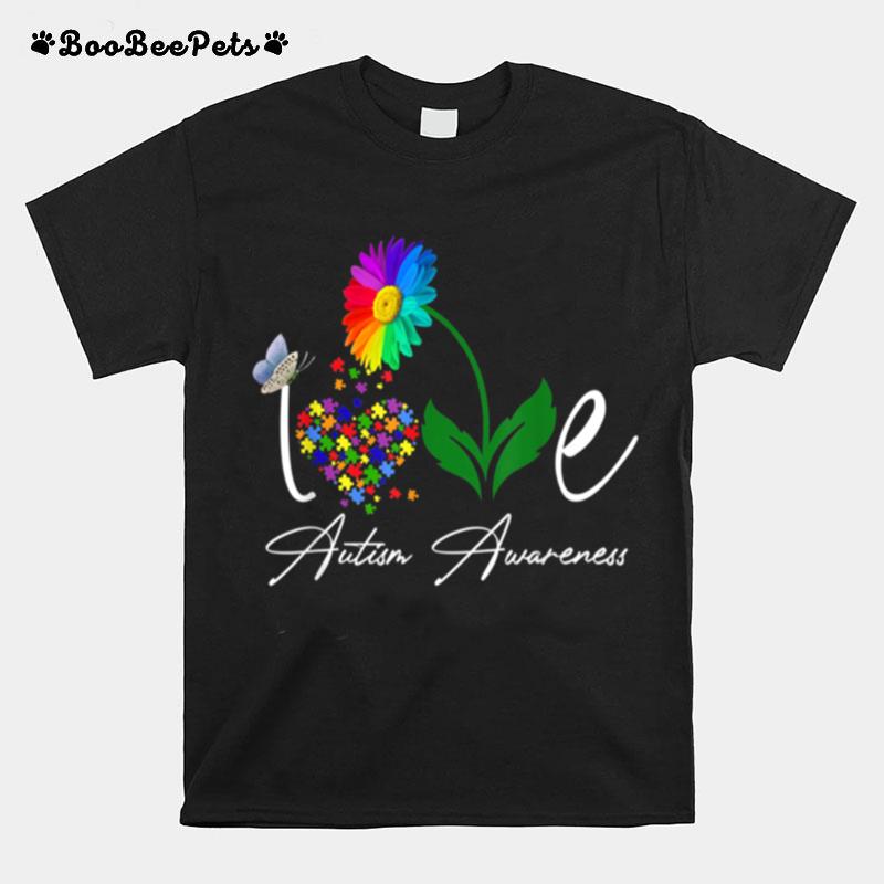Love Puzzle Daisy Flower Autism Awareness T-Shirt