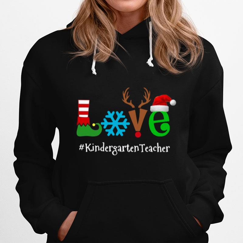 Love Snow Elf Reindeer Kindergarten Teacher Christmas Hoodie