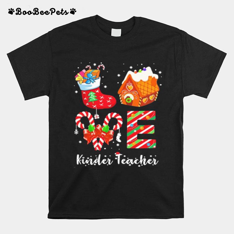 Love Socks House Kinder Teacher Merry Christmas T-Shirt