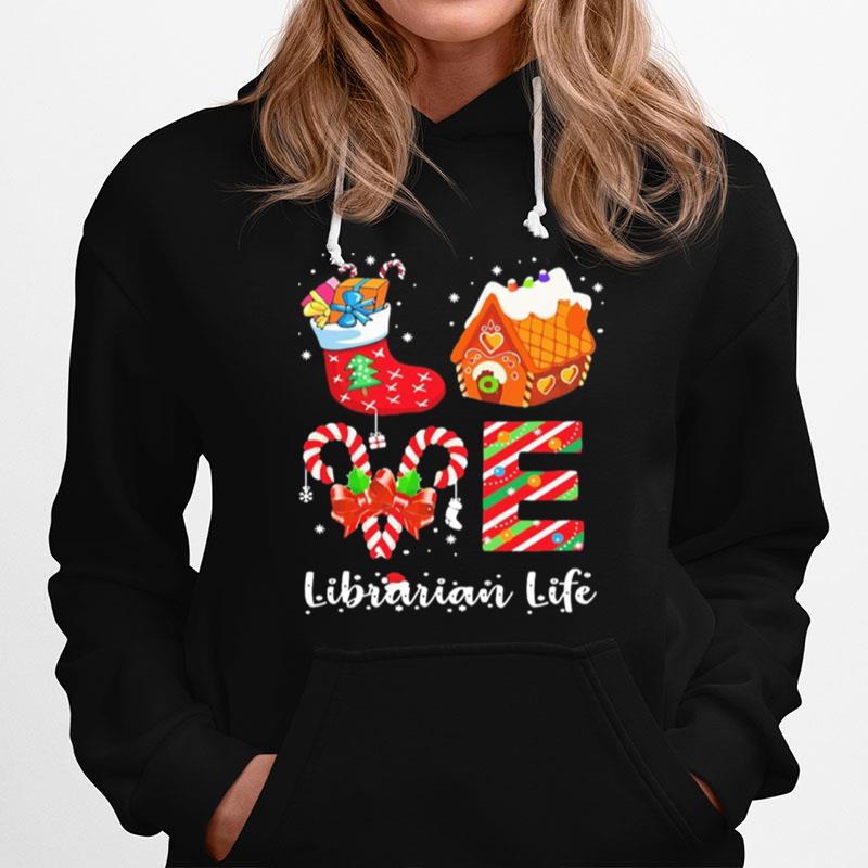 Love Socks House Librarian Life Merry Christmas Hoodie