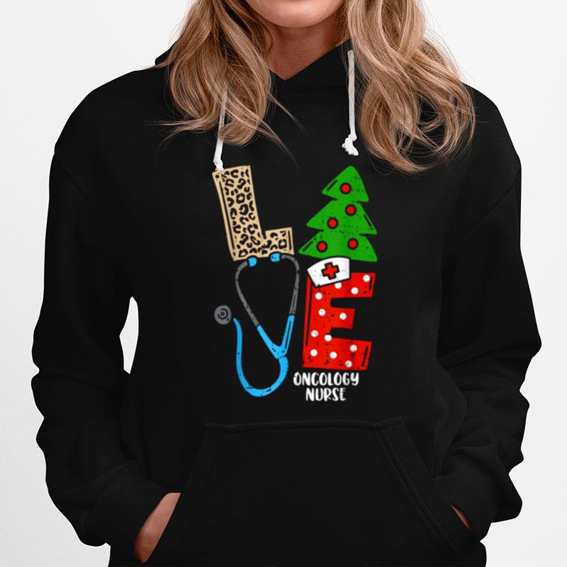 Love Stethoscope Snowflake Oncology Nurse Christmas Scrub Hoodie