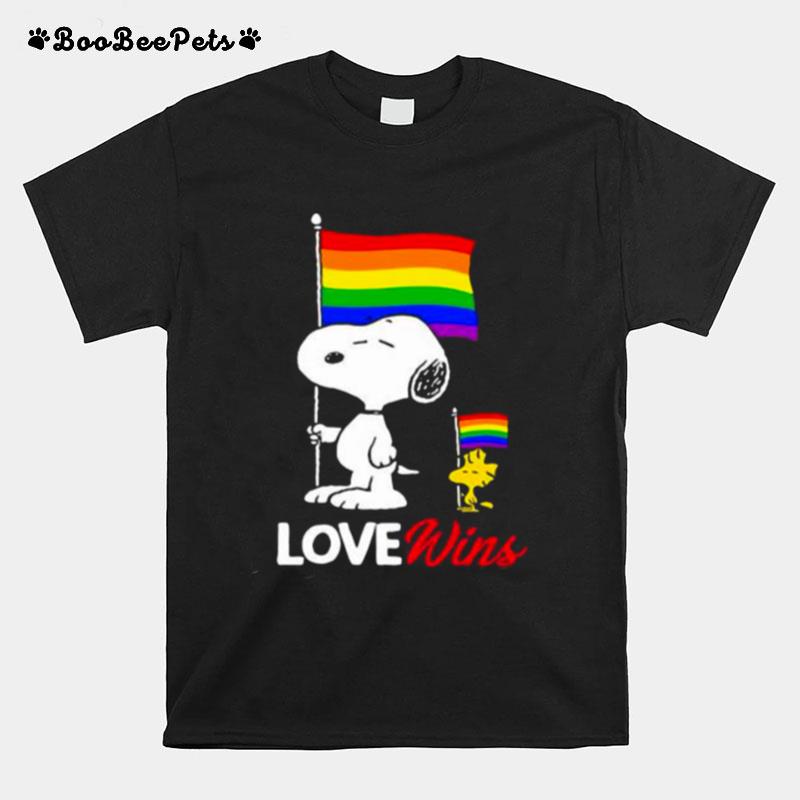 Love Win Snoopy Lgbt Flag T-Shirt