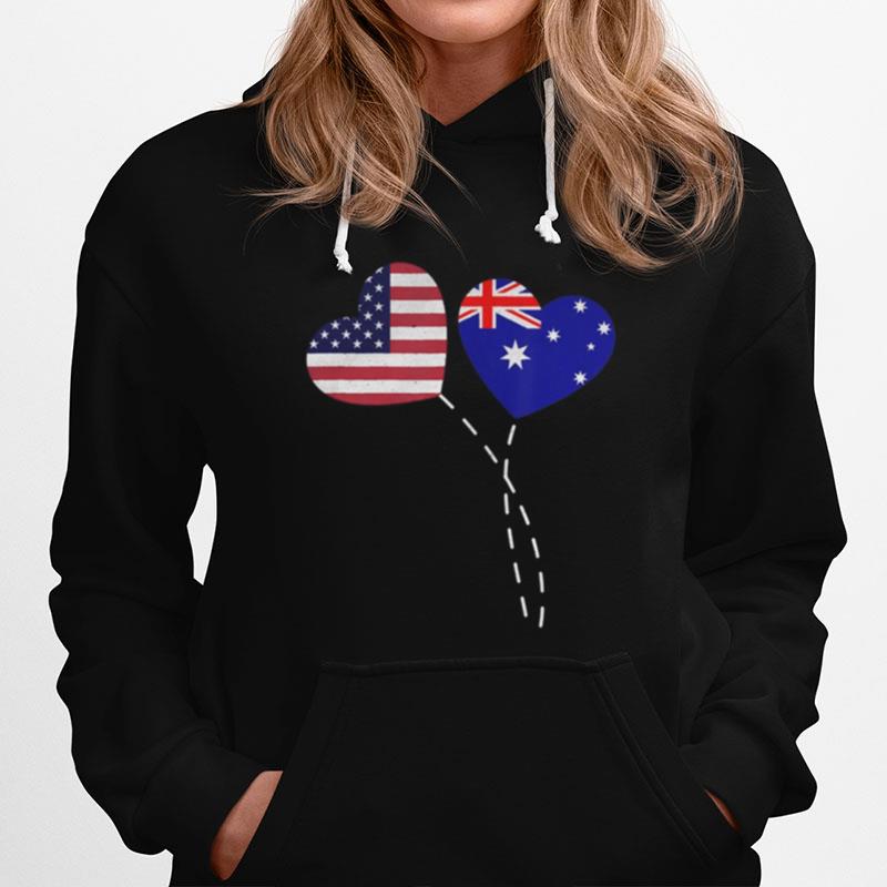 Loving Australia Usa Flag Heart Australian Americans Love Hoodie