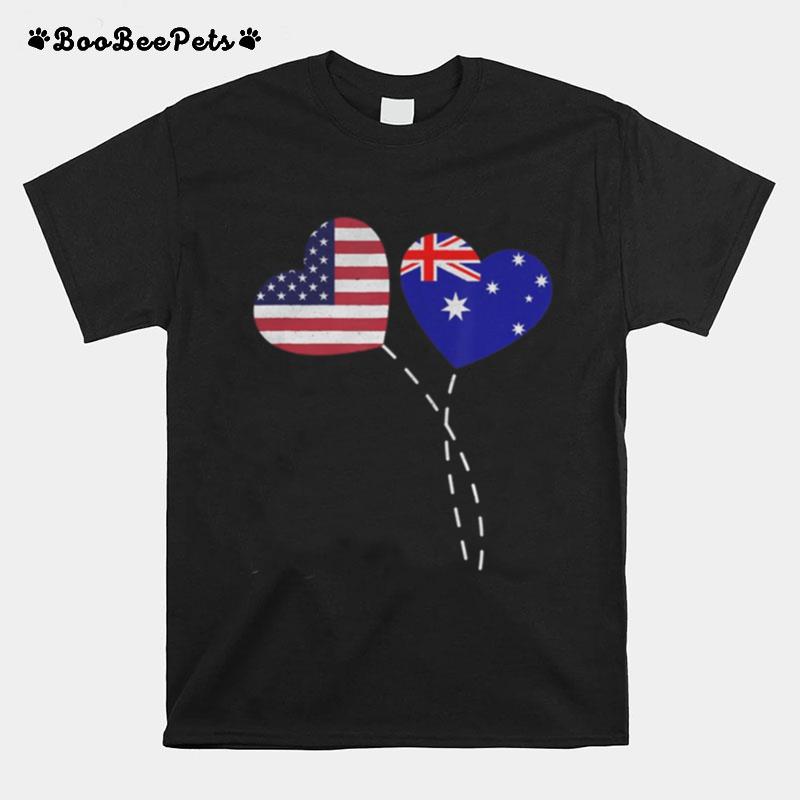 Loving Australia Usa Flag Heart Australian Americans Love T-Shirt