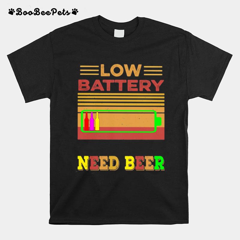 Low Battery Need Beer Vintage Retro T-Shirt