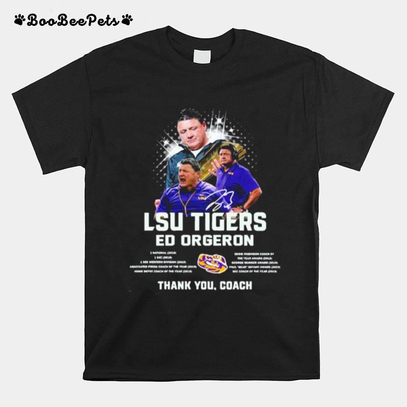 Lsu Tigers Ed Orgeron Thank You Coach Signature T-Shirt