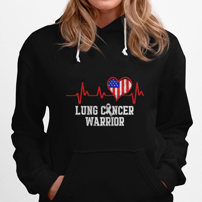 Lung Cancer Survivor Achieved Carcinoma Warrior American Flag Heartbeat Hoodie