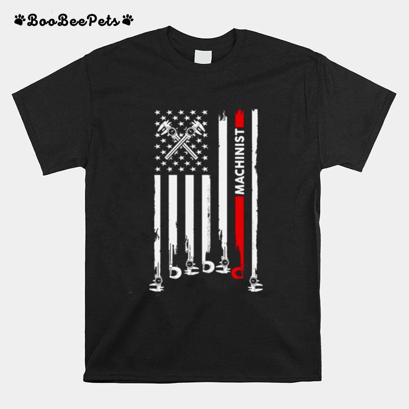 Machinist With American Flag T-Shirt