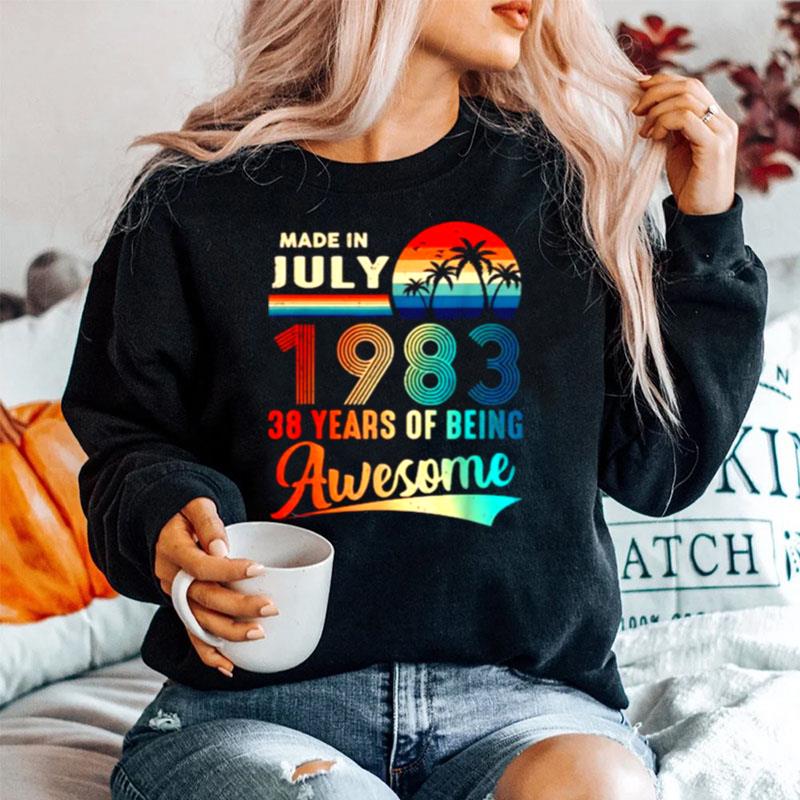 Made In July 38 Years Of Being Awesome Vintage 38Th Birthday Sweater