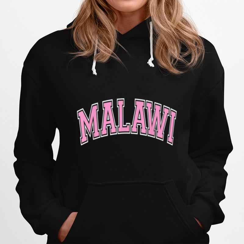 Malawi Varsity Style Pink Text Hoodie