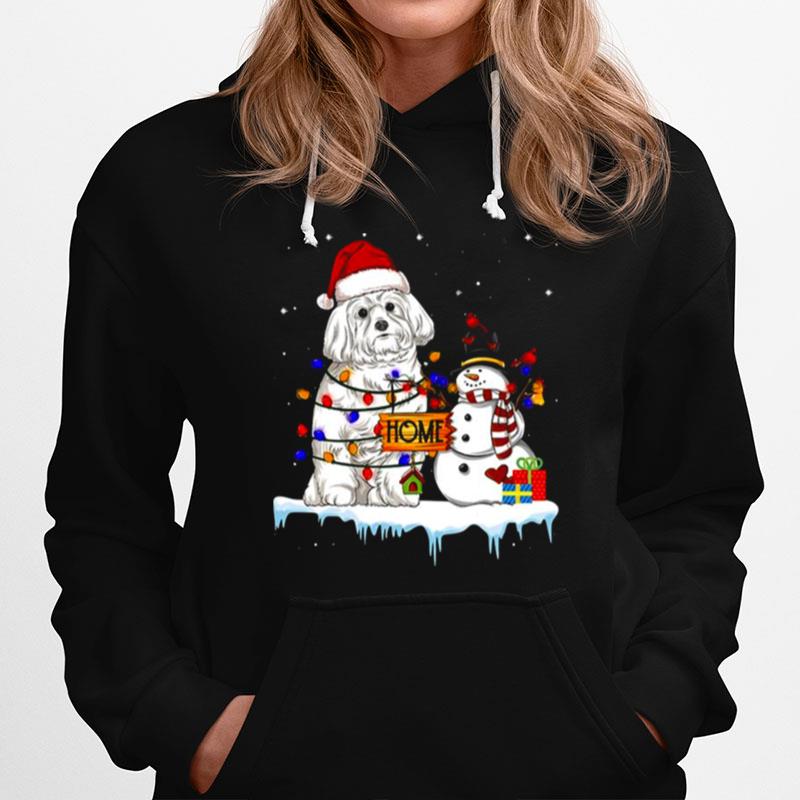 Maltese Dog Christmas Snowman Hoodie