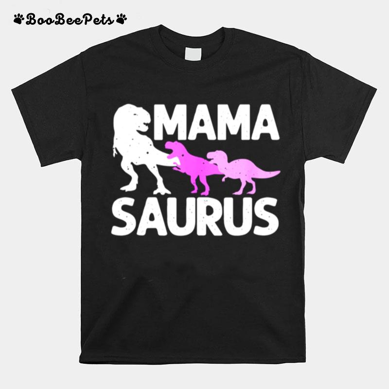 Mama Saurus For Mommy Dinosaur Mom Of Twins T-Shirt