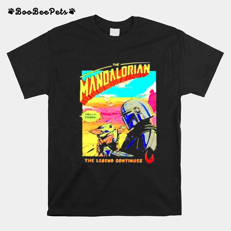 Mandalorian Holding Baby Yoda The Legend Continue T-Shirt