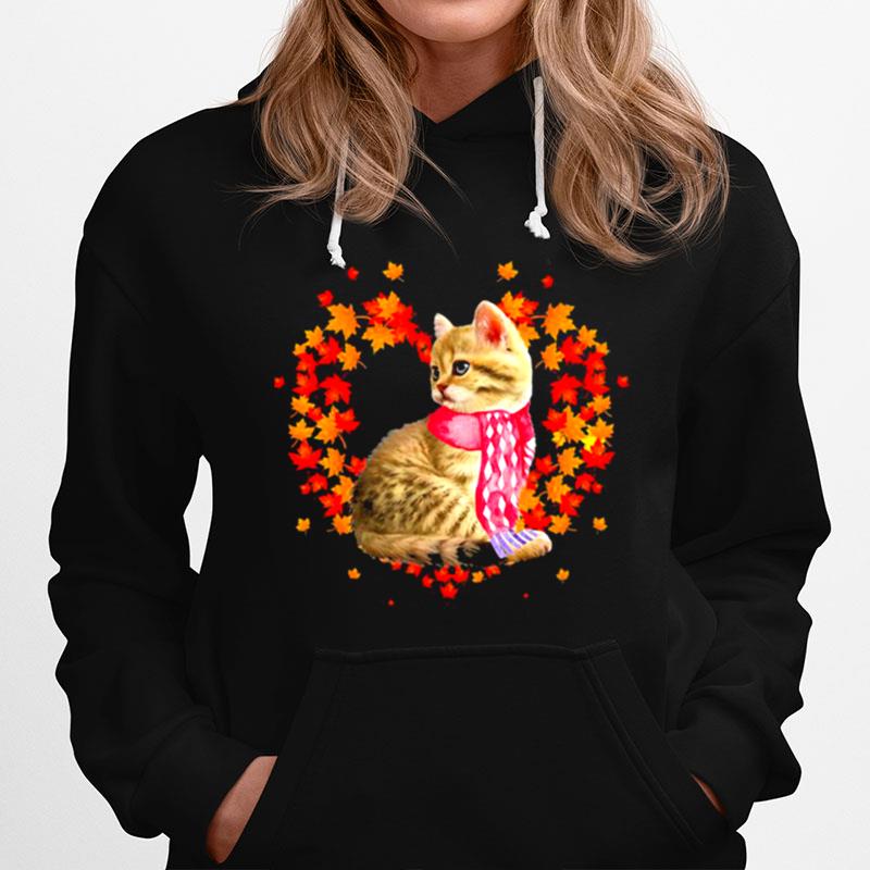 Maple Cat Leaf Fall Hello Autumn Funny Cat Kitten Lover Hoodie