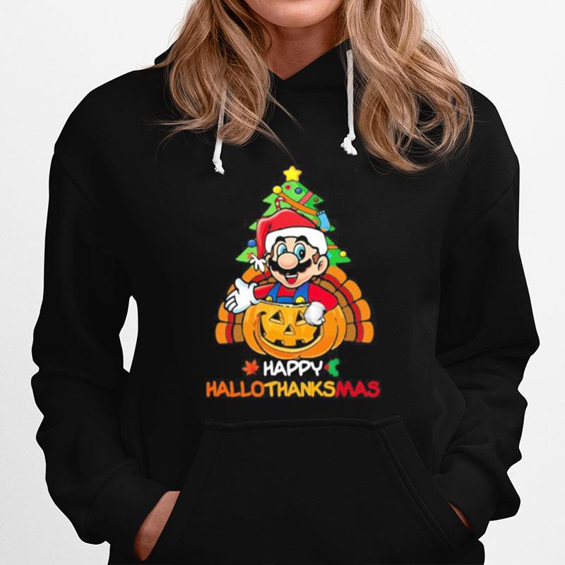 Mario Happy Hallothanksmas Halloween Thanksgiving Christmas Hoodie