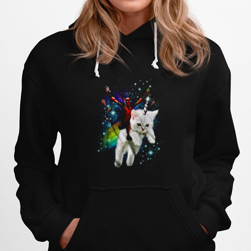 Marvel Deadpool Mens Space Trip Unicorn Kitty Hoodie