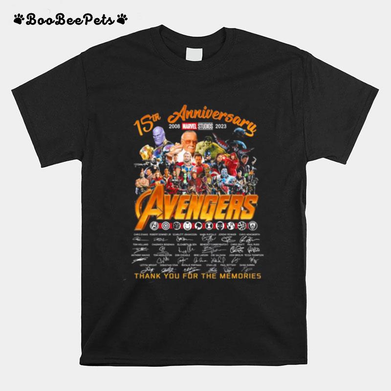 Marvel Studios Avengers 15Th Anniversary 2008 2023 Thank You For The Memories Signatures T-Shirt