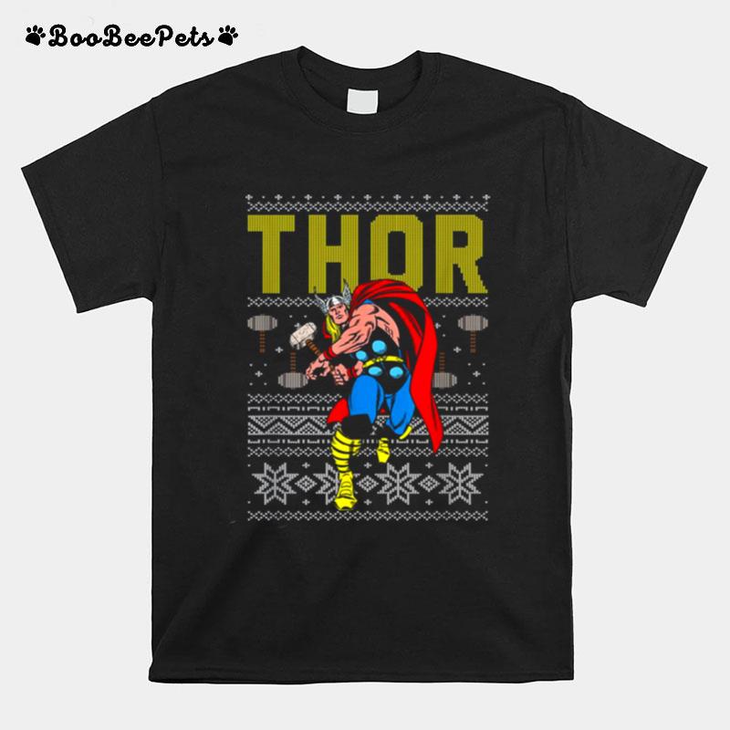 Marvel Thor Retro Ugly Sweater Christmas Graphic T-Shirt