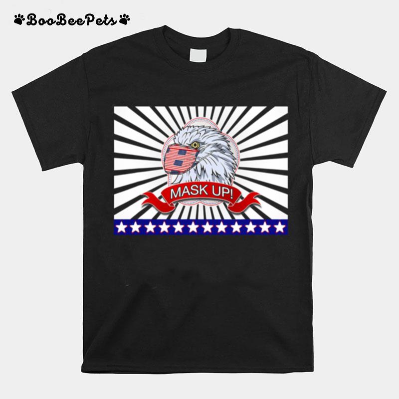 Mask Up Fun And Patriotic Bald Eagle American Flag T-Shirt