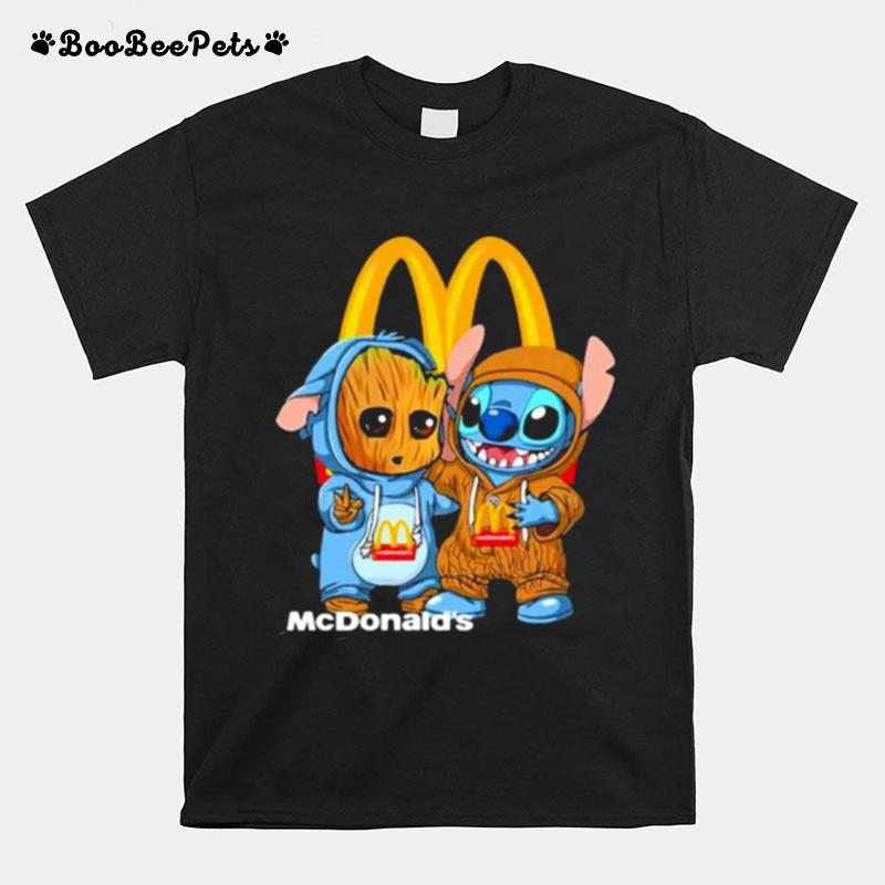 Mcdonalds Logo Baby Groot And Baby Stitch T-Shirt