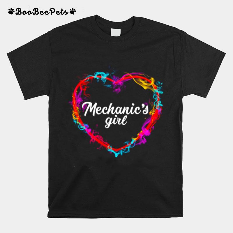 Mechanics Girl Colorful Heart T-Shirt