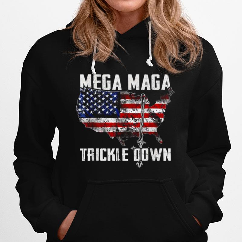 Mega Maga Trickle Down Biden Vintage American Us Flag Hoodie