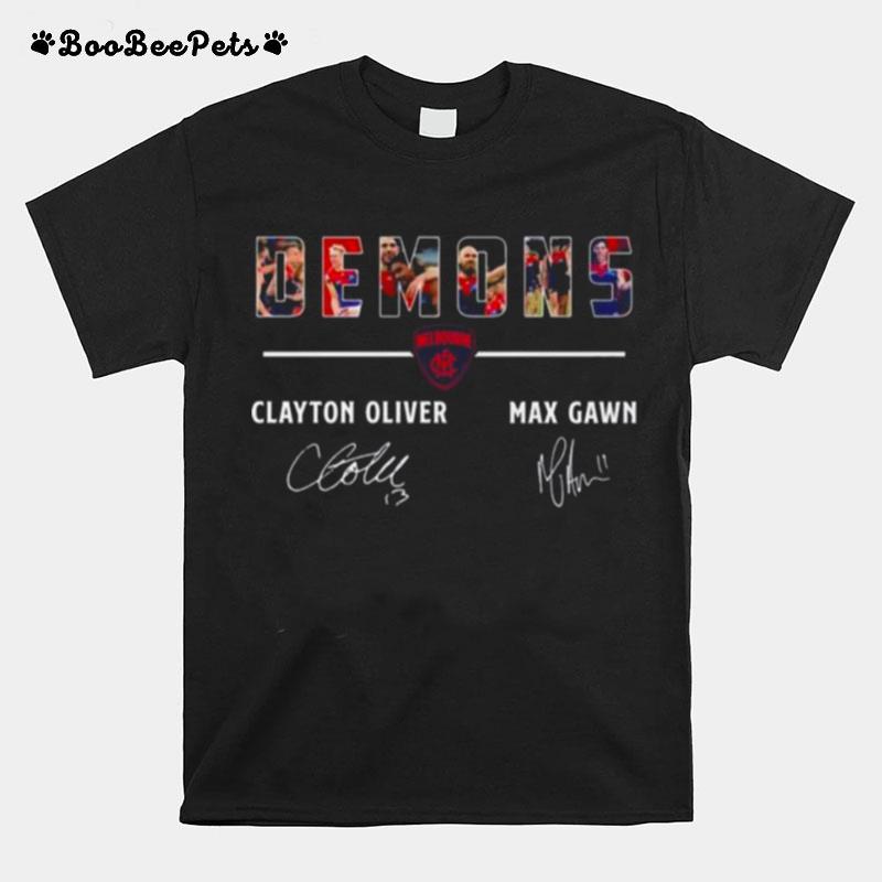 Melbourne Football Club Clayton Oliver Max Gawn Signatures T-Shirt