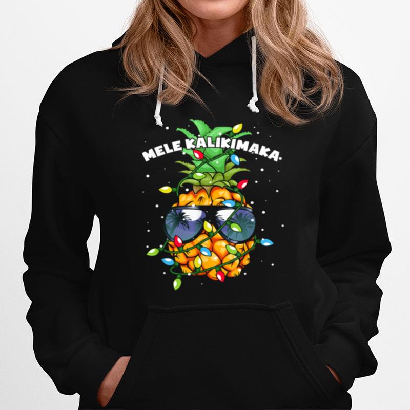 Mele Kalikimaka Christmas Lights Hawaiian Xmas Pineapple Hoodie