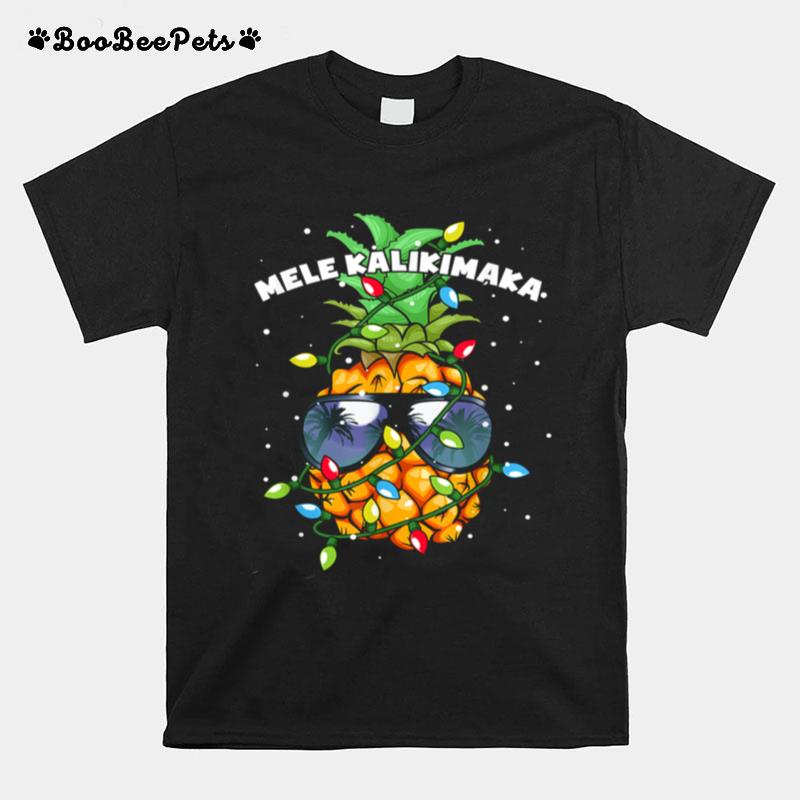 Mele Kalikimaka Christmas Lights Hawaiian Xmas Pineapple T-Shirt