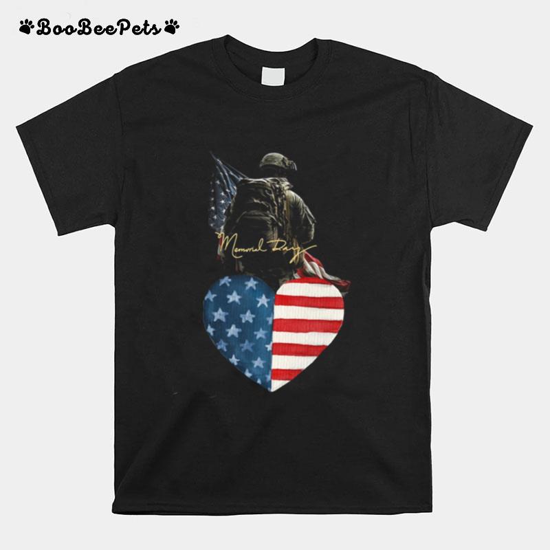 Memorial Day Us Flag Heart T-Shirt